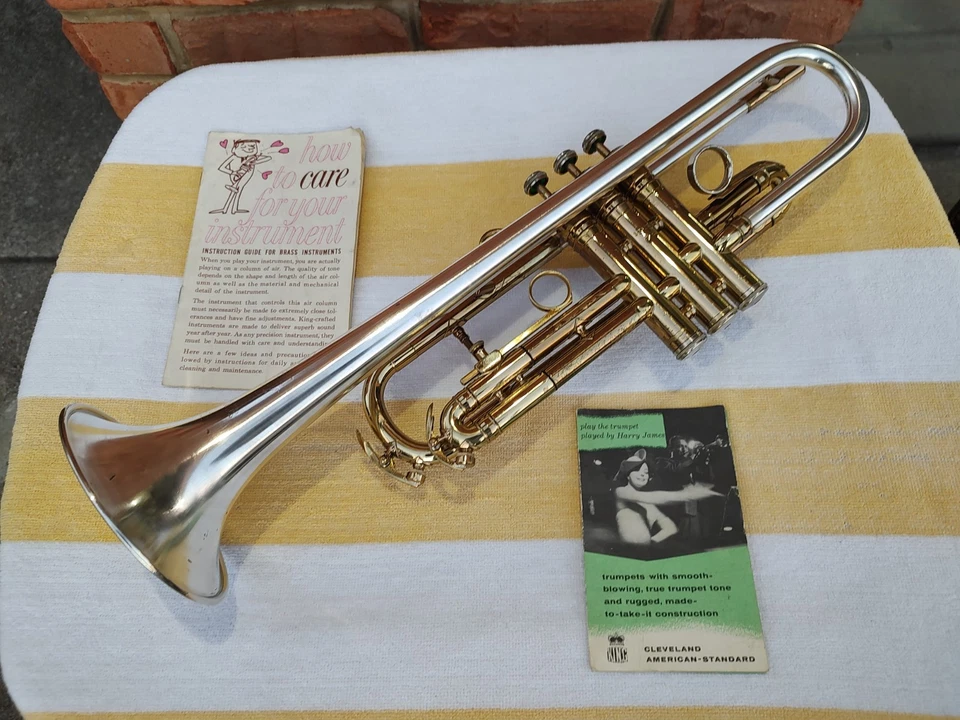 King 1963 Silver Soni Doble Diámetro SS Campana/Tubo de Plomo Trompeta Ser# 389232 Recién Servicio Foto 2 de 4