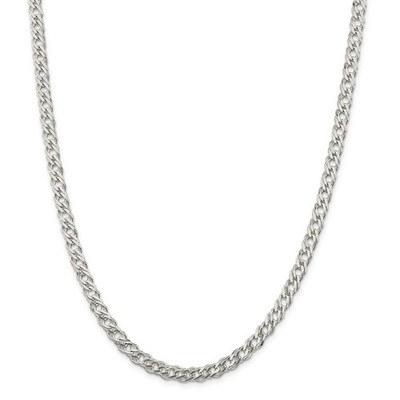 Sterlingsilber massiv Diamantschliff 5,25 mm doppelte 6-seitige flache Gliederkette 18'' - 24''