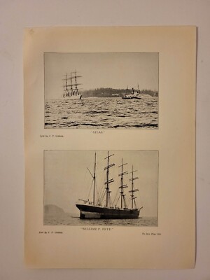 Vintage antiker Tiefwasser Segelschiff Druck - Atlas William P Frye