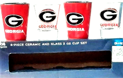Georgia Bulldogs 4-piece ceramic and glass 2 ounce shot glass set - Picture 1 of 3