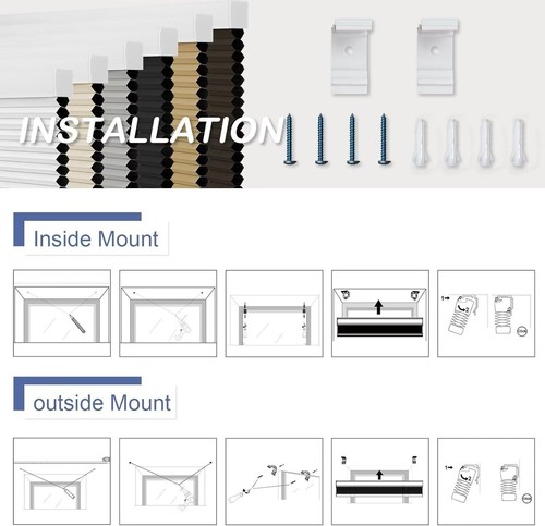 Honeycomb Cellular Blackout Blinds - Noise Reduction, Grey, No Drill Required - Picture 9 of 11