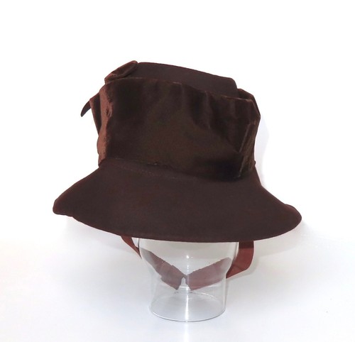 Vintage Pauline Los Angeles Girl’s Felt Fedora, Velvet Trim, Brown, 16” Circ. - Picture 3 of 8