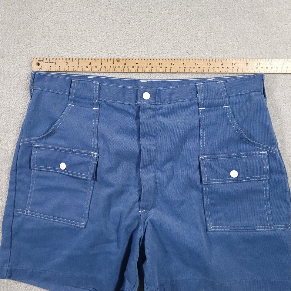 Vintage 80s Woolrich Shorts Womens 38 Waist 5" Inseam Blue Pockets Zip - Image 4 of 4