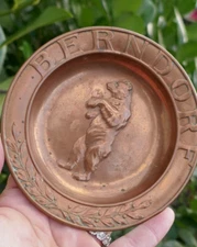 Antique Berndorf Art Krupp, Copper Raised standing Bear Design Tip Tray