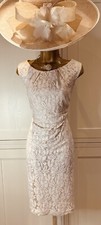 Planet UK 14 Cream/Ecru  Lace Overlay Sleeveless Fitted Stretchy Occasion Dress