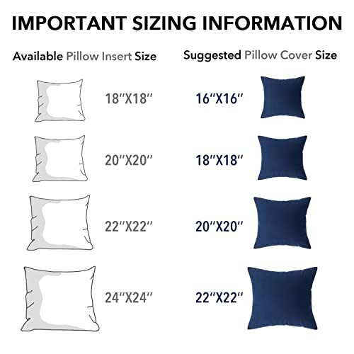 18 x 18 Throw Pillow Inserts Firm and Fluffy Decorative Square Pillows for Couc