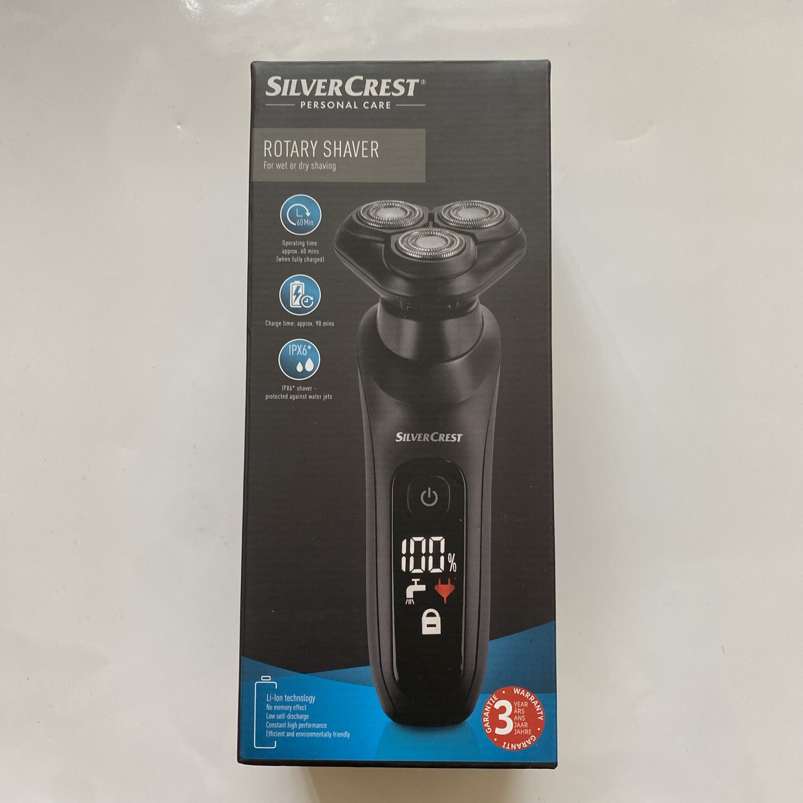 Silvercrest Rotary Shaver Black Cordless - Rechargeable
