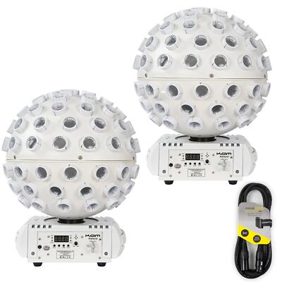 2 x Kam Stratosphere Ghost Starburst White Spiegelkugel mit DMX Kabel