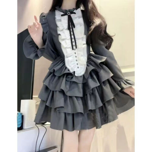 Süße Mädchen Rüschen A-Linie Kleid Prinzessin Lolita japanische Schule kurzes Kleid Neu - Bild 1 von 4