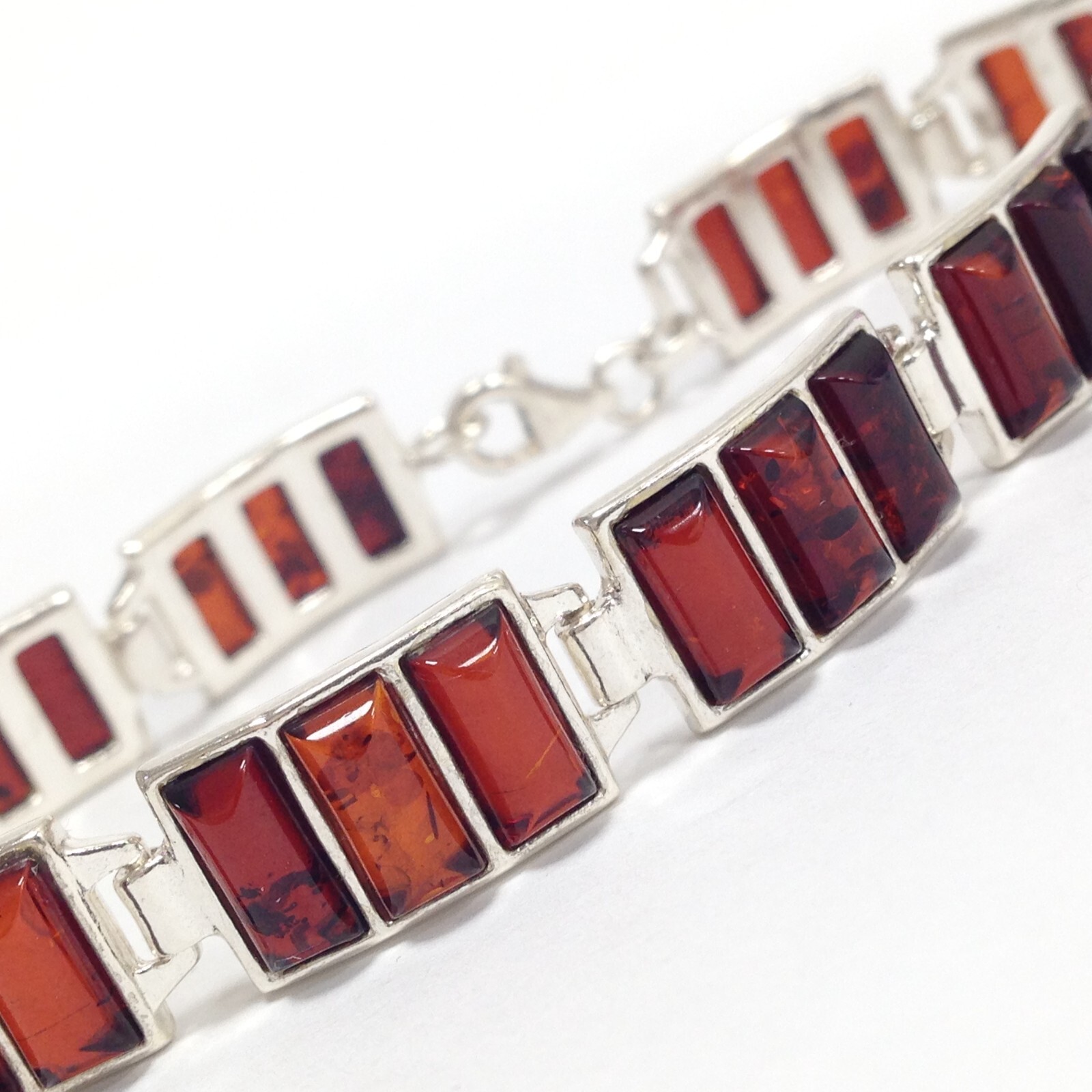 B Maker Mark Sterling Silver Rectangle Natural Am… - image 3