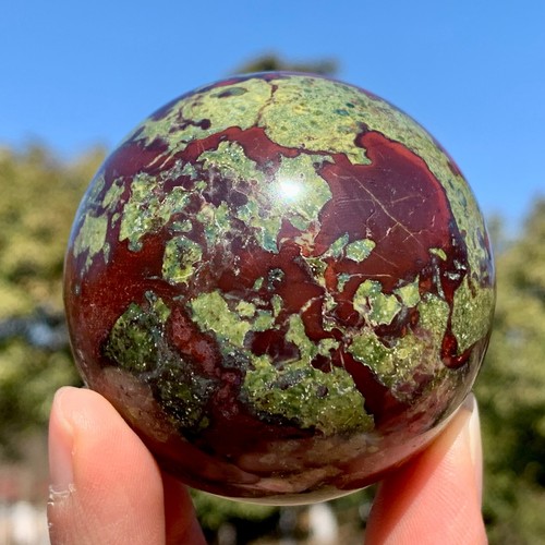 339G Natural dragon blood stone quartz sphere crystal ball reiki healing decor - Picture 5 of 24