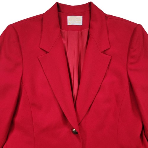 Vintage Pendleton Blazer Womens Size 12 Red 2 Button Jacket Virgin Wool Career - Picture 6 of 14