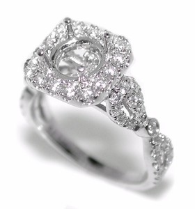 Classy-0-92-Ct-Diamond-Halo-Square-Semi-Mount-Setting-Engagement-Ring-14K-Gold