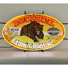 Bruinoil Bruin Gasoline Man Cave Neon Light Sign 30"x18"