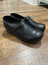 Sanita Shoes Womens 38 Professional Slip On Comfort Work Clogs Black Leather US7