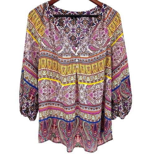 Neu Direction Gr. XL leicht durchsichtig Boho Böhmisch Tropenbluse Shirt Top
