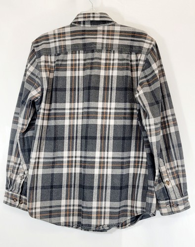 Mens Carhartt Medium Original Fit Gray Orange Plaid Flannel Shirt NWOT - Picture 4 of 6