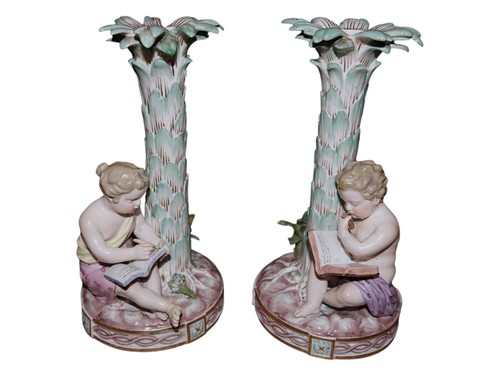 Two large Meissen figural candlelight holders from around 1850 - Picture 2 of 13