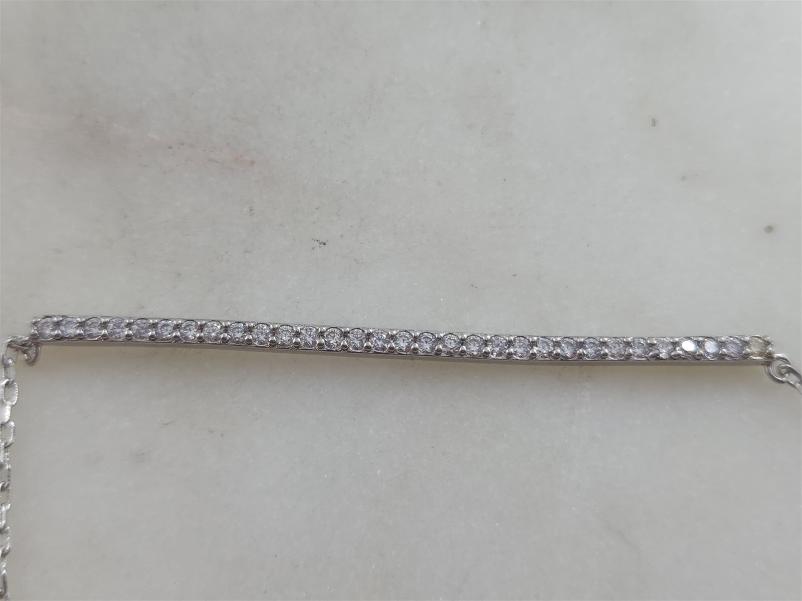 Solid Sterling Silver Sparkling Gemstone Bar Neck… - image 10