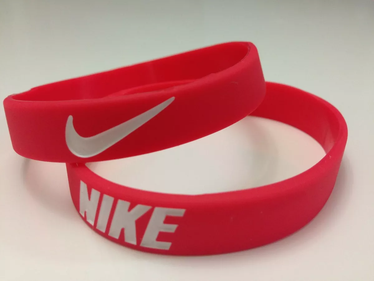 Veronderstellen Elk jaar Verdienen Nike Sport Baller Band Red w/wht Silicone Rubber Bracelet Wristband | eBay