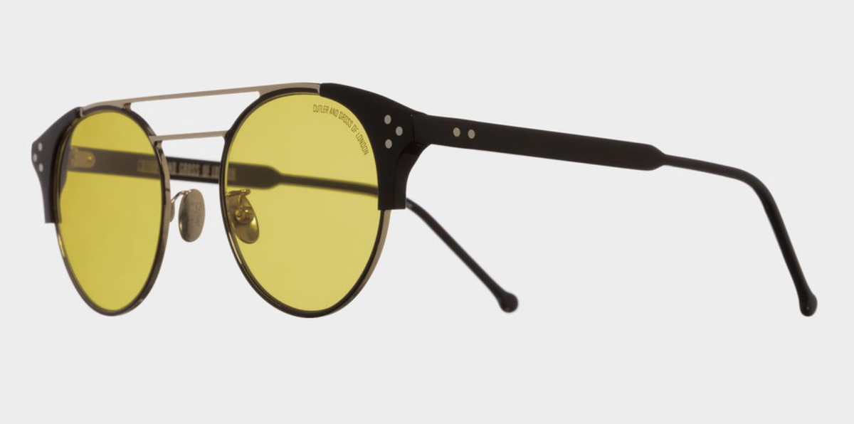 Cutler And Gross 1271-06 BLACK GOLD YELLOW tint SUNGLASSES 