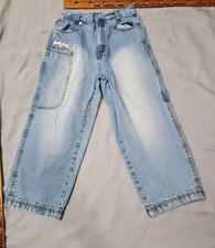 Vintage Southpole Jeans Boys Youth Size 7x Blue Stretch Embroidered Baggy Y2k