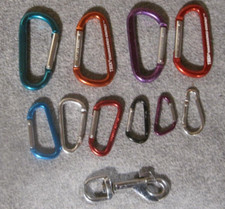 Carabiner Mixed Lot - Assorted Sizes Colors - Spring Loaded - 11 Pcs Total