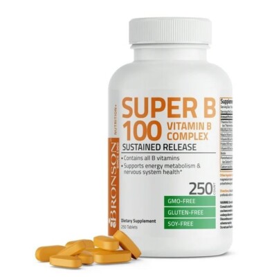 Bronson Vitamin B 100 Complex High Potency Sustained Release (Vitamin B1- B2- B3