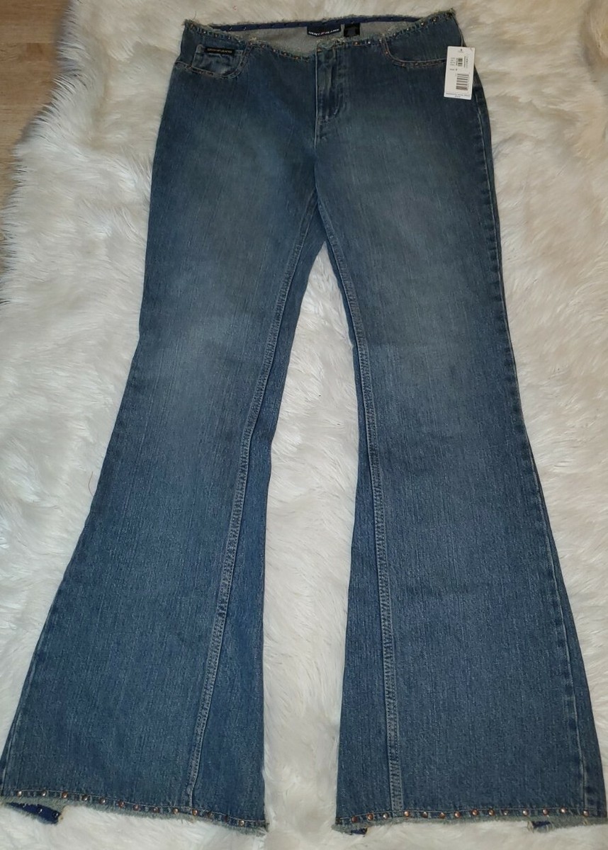 90's Vintage DKNY Flare Jeans size 9 Bell Bottom Wash Denim