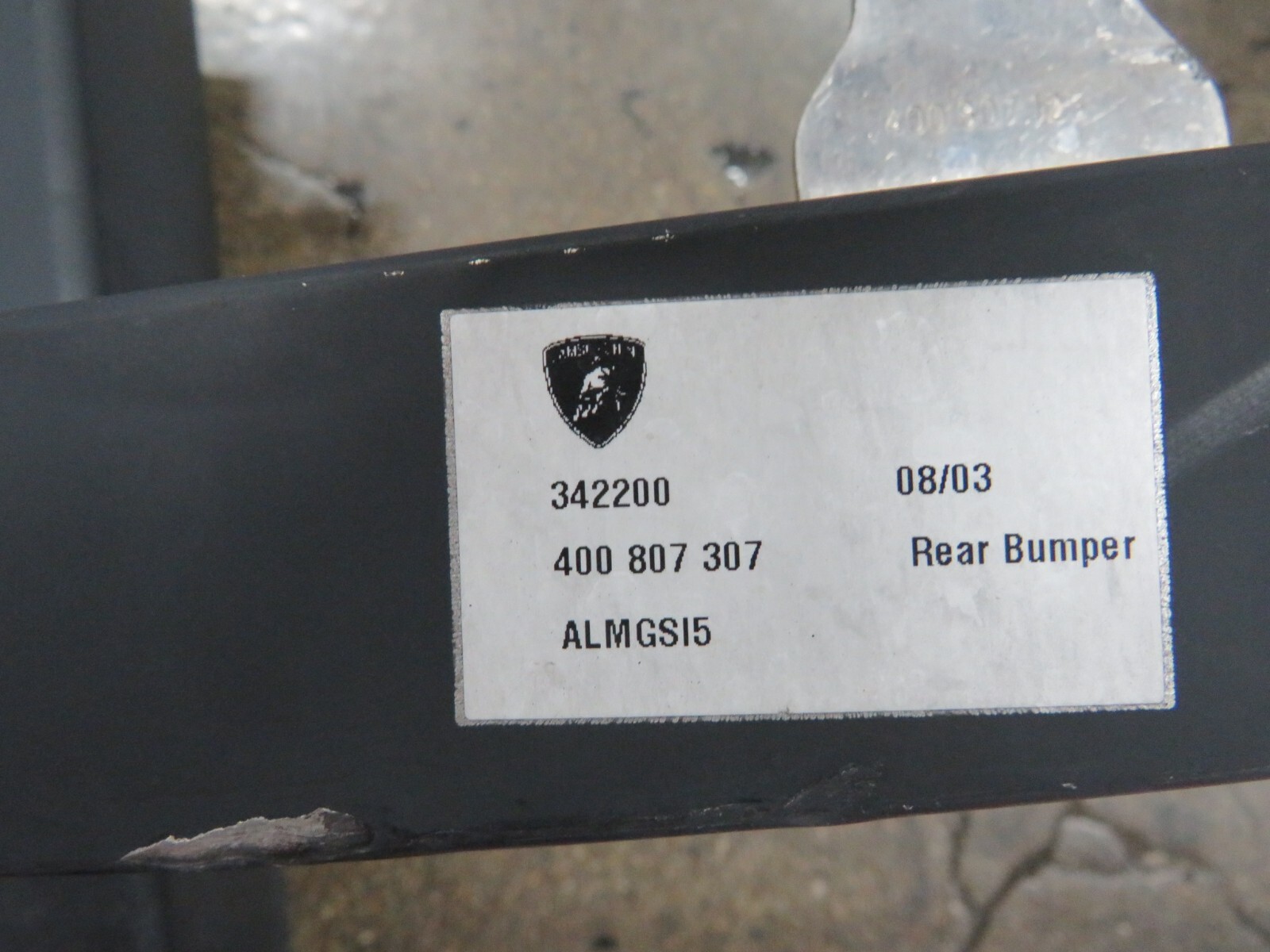 Lamborghini Gallardo, Spyder, Rear Bumper Reinforcement, Used, P/N 400807307