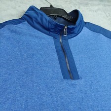 Bugatchi 1/4 Zip Pullover Sweater Mens XXL Heathered Blue Cotton Polyester Trim