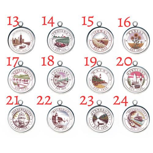 American Statehood Collection Glass Cabochon Charms - Picture 31 of 60