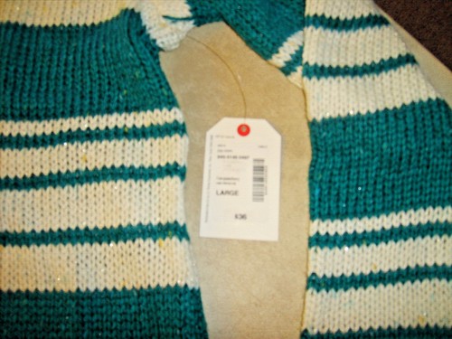 ST. JOHN'S BAY Sweater Shimmery Green White V-neck Womens Size L New w/ Tags NWT - Picture 4 of 5