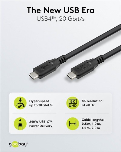 USB-C-Kabel, USB4, 240 W, 20 Gbit/s, Power Delivery, 1,5 m - Bild 2 von 9