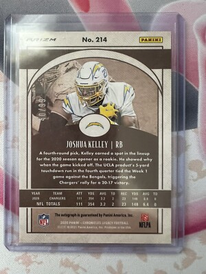 JOSHUA KELLEY 2020 Panini Chronicles Prizm Rookie AUTO 40/99 RC | eBay