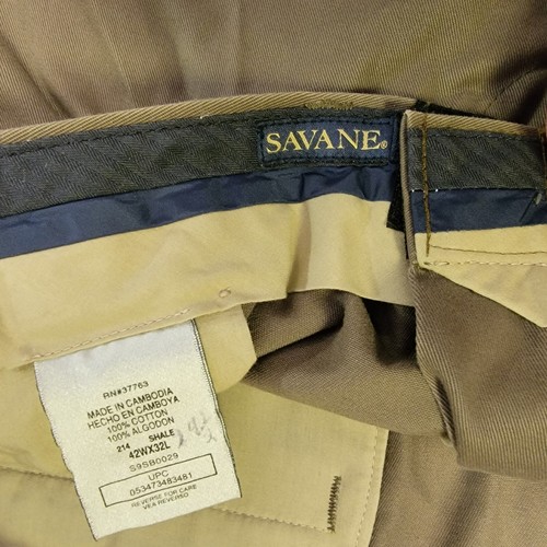 Savane Men's Khaki Pants 42x32 Brown Flat Front - Picture 8 of 12