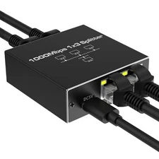 Ethernet Splitter 1 to 3 Ports 1000Mbps Max High Speed Internet Splitter 1 in...