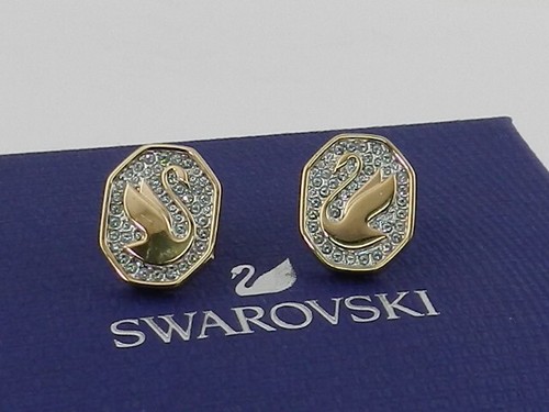 SWAROVSKI Signum Stud Earrings Swan with White Crystals 5621105 NO BOX - Picture 2 of 4