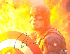 Chris Evans Signed Autograph Captain America 11X14 Photo BAS Beckett