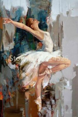 MQ111  Stretched Canvas Frame/Unframed Handmade Ballet Dancing Girl Oil Painting