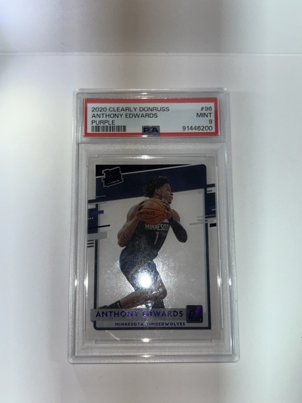 PSA 9 2020-21 Panini Clearly Donruss - Rated Rookie Anthony Edwards #96 Purple