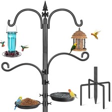 Bird Feeder Pole, 88 Inch Bird Feeding Station 4 Hook Heavy Duty Hummingbird ...