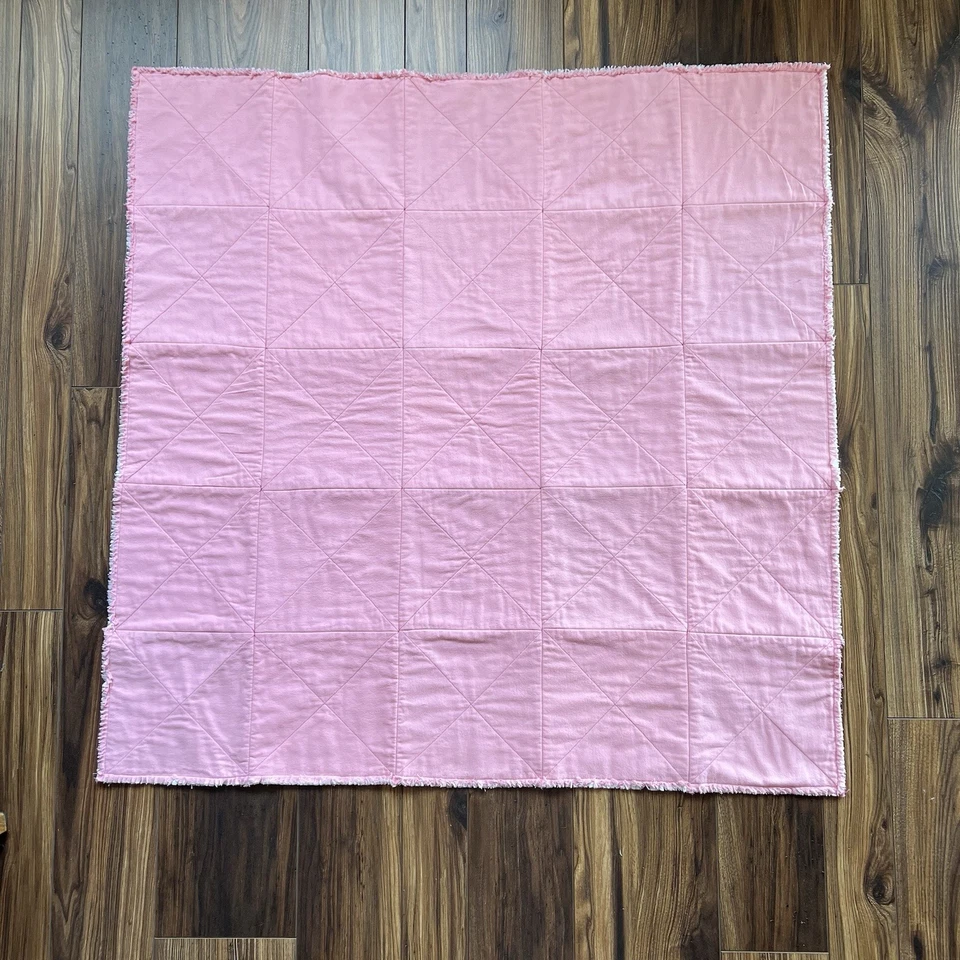 Edredón de trapo hecho a mano para bebé niña | rosa | franela | suave | estampado de ciervo bebé | niña de papá Foto 3 de 4