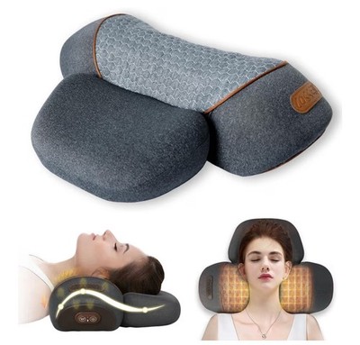 3-in-1 Cervical Neck Traction Pillow Massage Hump - Heating,Vibration