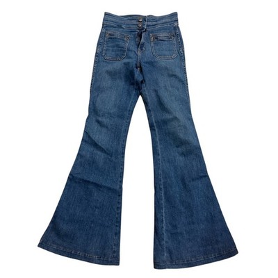 Veronica Beard Sheridan Exaggerated Flare High Rise Jeans Size 26 Cornflower Blu