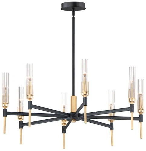 Maxim Flambeau 33" Wide Black and Brass 8-Light LED Chandelier - Picture 2 of 6