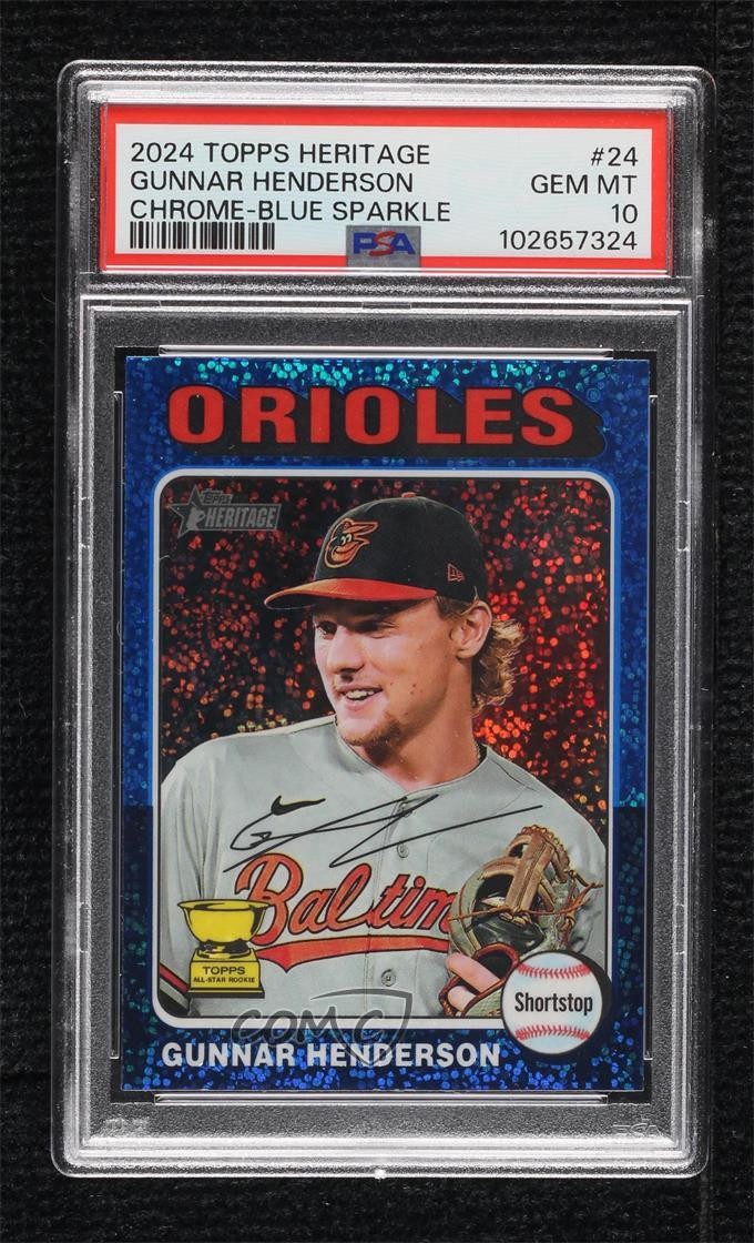 2024 Heritage Chrome Blue Sparkle Refractor Gunnar Henderson PSA 10 GEM MT 14dq