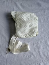 Vintage Nylon Size 13 Textured Baby Bonnet, Open Back White/Ivory