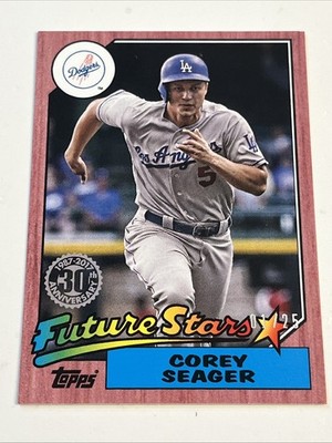 2017 Topps 1987 Baseball Corey Seager 1/25 FIRST ON PRINT Mini Pink Dodgers