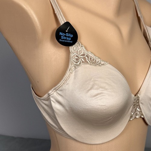 New Bali No Slip Strap Bra Size 36B 3684 Beige Unlined Underwire Taupe New - Picture 4 of 9